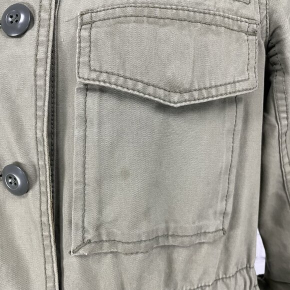 Madewell Green Cotton Button Up Army Jacket Collar Snap Pockets Size Small S - Picture 6 of 16
